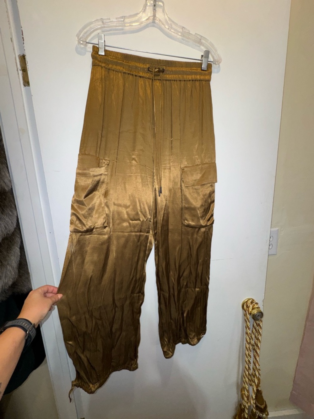 Satin Track Pants with Drawstring